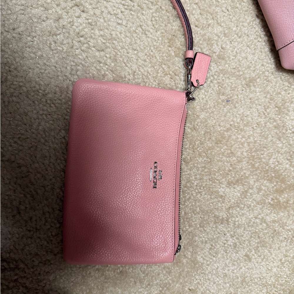 Coach Pink Leather Wristlet